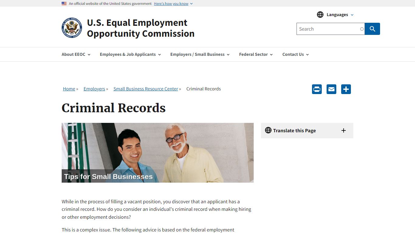 Criminal Records | U.S. Equal Employment Opportunity Commission - US EEOC